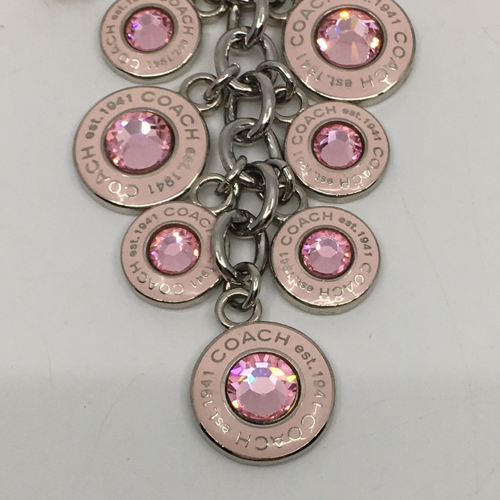 Coach -  Breast Cancer Awareness Pink Dangling Rhinestone Key Fob Keychain - Picture 9 of 16